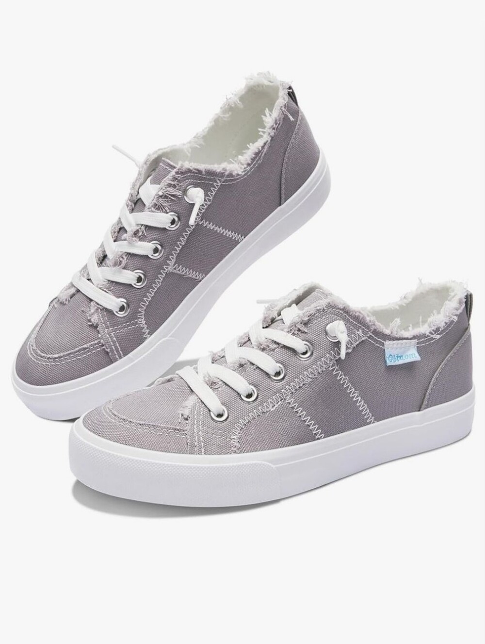 Casual Fringe-Trim Low Top Skip On Sneakers - Gray